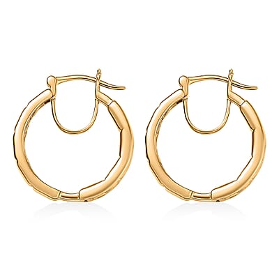 D'Joy in 18K Vermeil YG Over Sterling Silver Bar Line Hoop Earrings 7.75 Grams