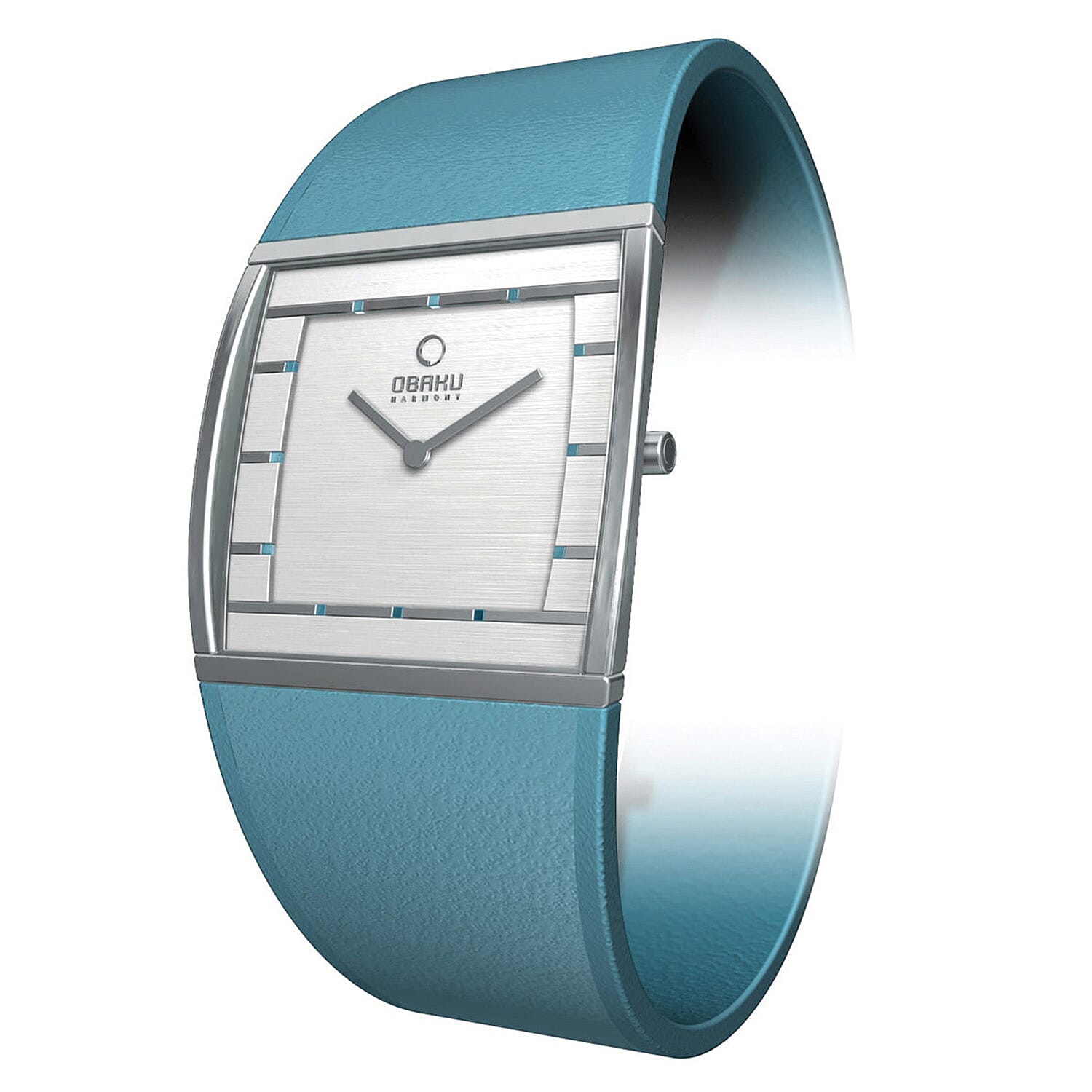 Closeout Obaku Stainless Steel Swiss Movement Watch with Blue Leather Strap