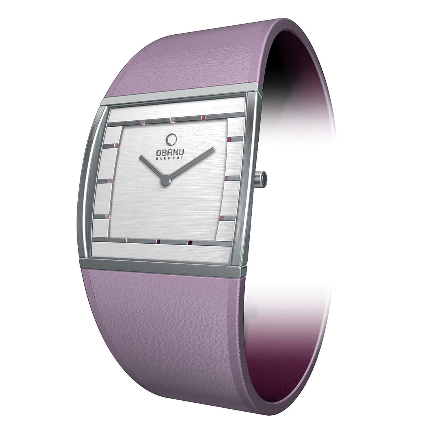 Closeout Obaku Stainless Steel Swiss Movement Watch with Purple Leather Strap