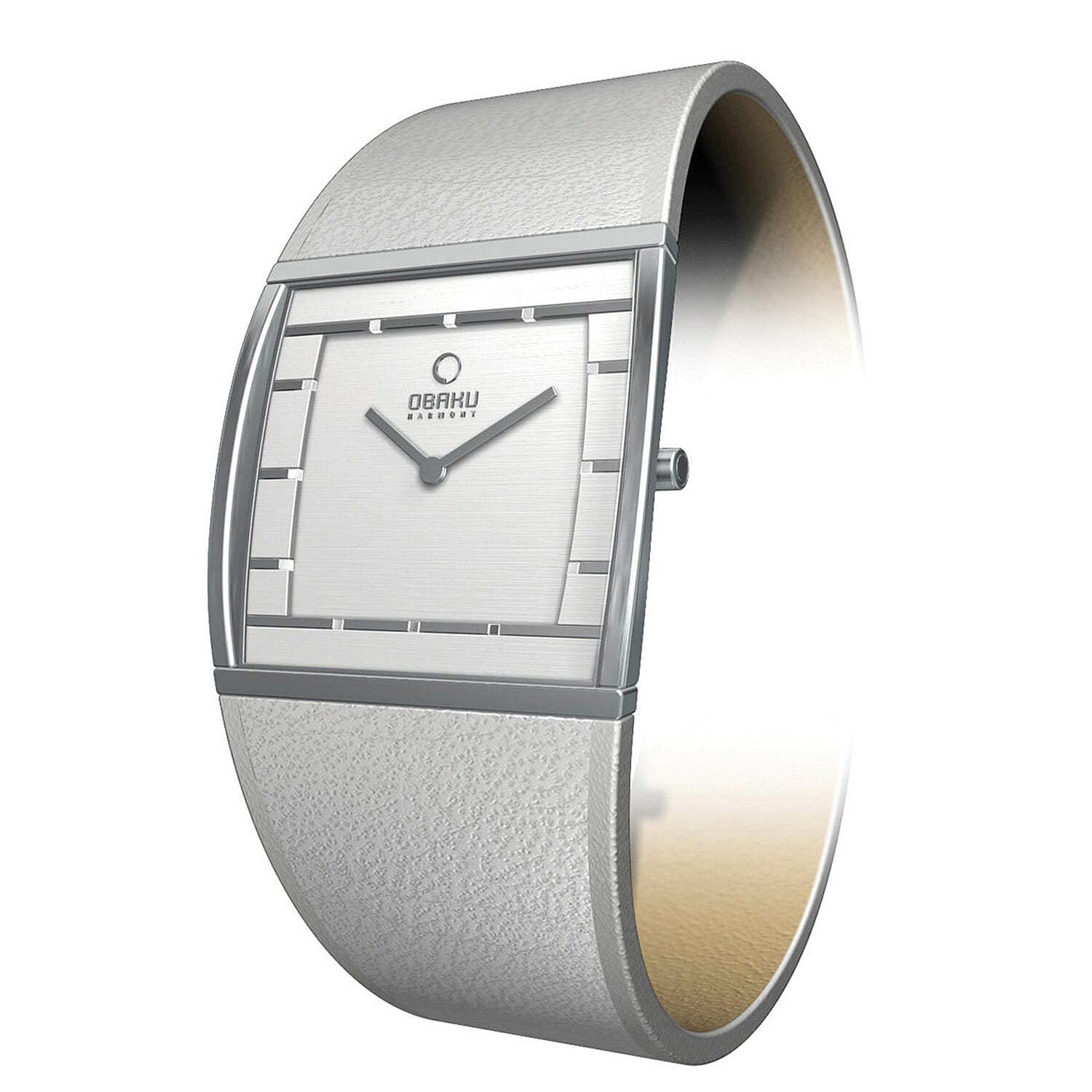 Closeout Obaku Stainless Steel Swiss Movement Watch with Ivory Leather Strap