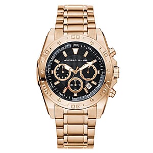 Closeout Alfred Sung ION Plated Rose Gold Japanese Movement Watch