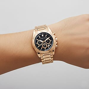 Closeout Alfred Sung ION Plated Rose Gold Japanese Movement Watch