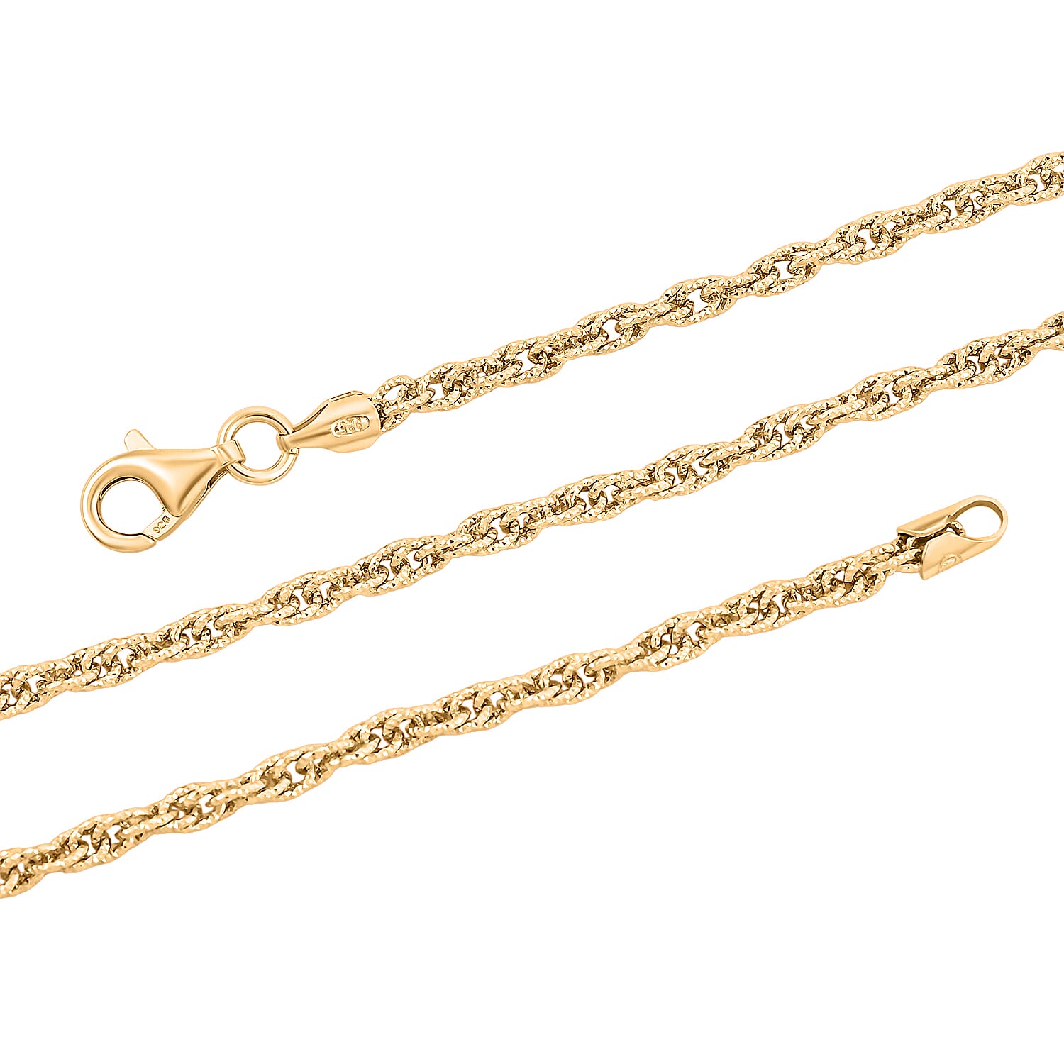 Italian Fancy Link Chain Necklace in 14K Yellow Gold Over Sterling Silver 10.08 Grams 20 Inches