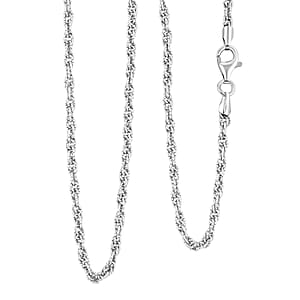 Italian Fancy Link Chain Necklace in Rhodium Over Sterling Silver 9.87 Grams 20 Inches