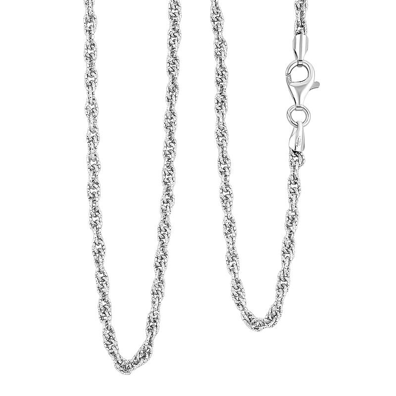 Italian Fancy Link Chain Necklace in Rhodium Over Sterling Silver 9.87 Grams 20 Inches
