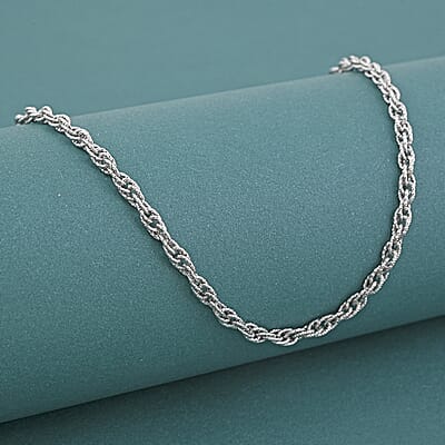 Italian Fancy Link Chain Necklace in Rhodium Over Sterling Silver 9.87 Grams 20 Inches