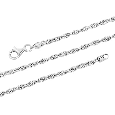 Italian Fancy Link Chain Necklace in Rhodium Over Sterling Silver 9.87 Grams 20 Inches