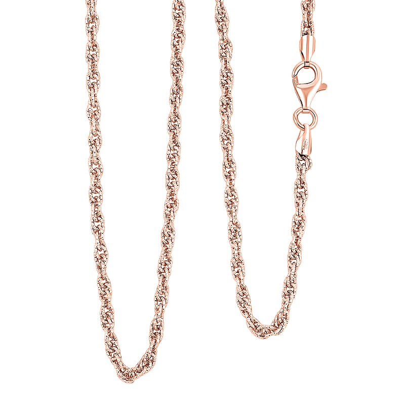 Italian Chain Necklace in 14K Rose Gold Over Sterling Silver 10.23 Grams 20 Inches