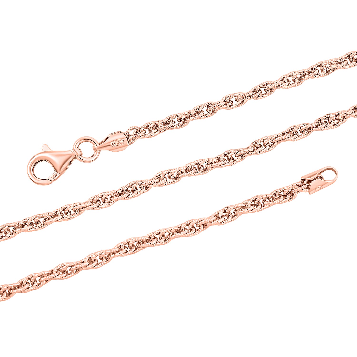 Italian Chain Necklace in 14K Rose Gold Over Sterling Silver 10.23 Grams 20 Inches