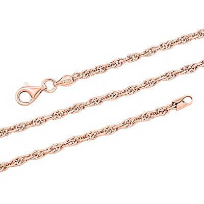 Italian Chain Necklace in 14K Rose Gold Over Sterling Silver 10.23 Grams 20 Inches