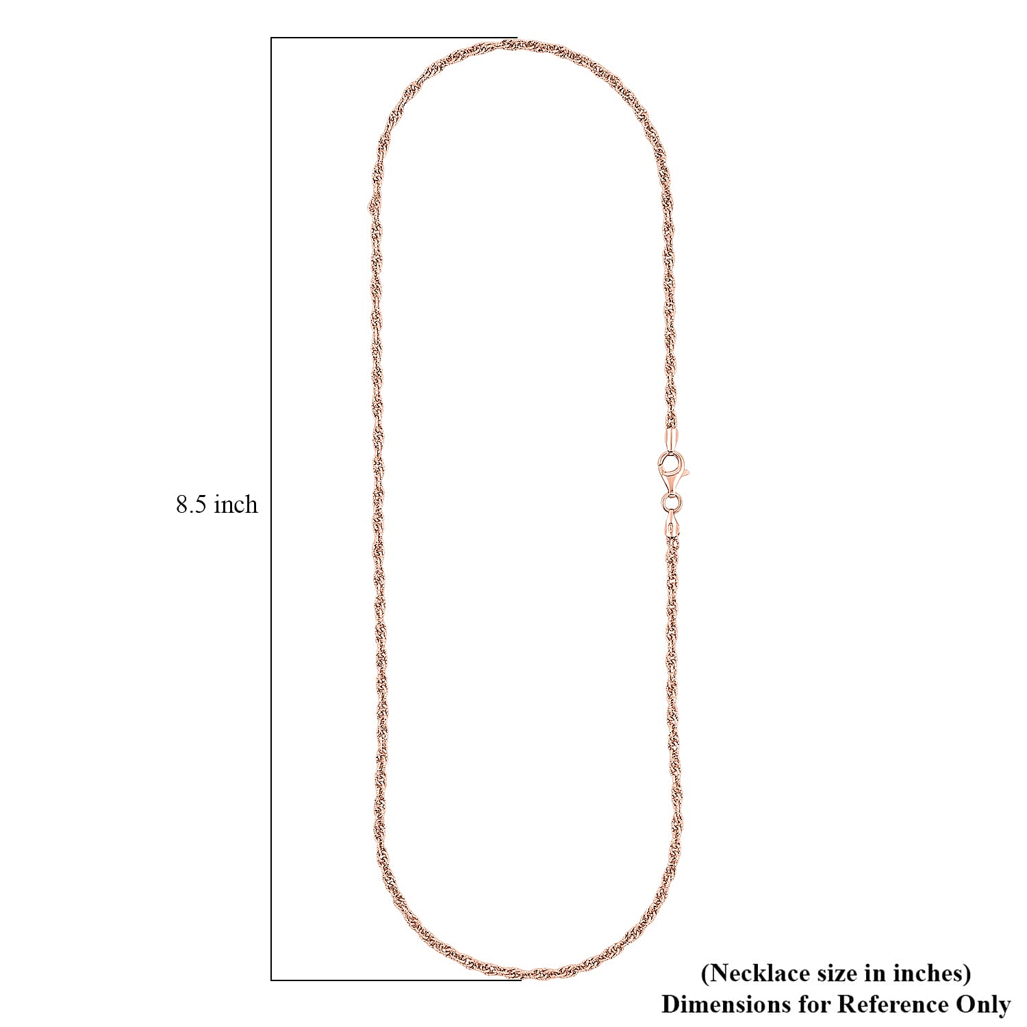 Italian Chain Necklace in 14K Rose Gold Over Sterling Silver 10.23 Grams 20 Inches