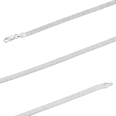 Italian Herringbone Chain Necklace in Rhodium Over Sterling Silver 10.35 Grams 20 Inches