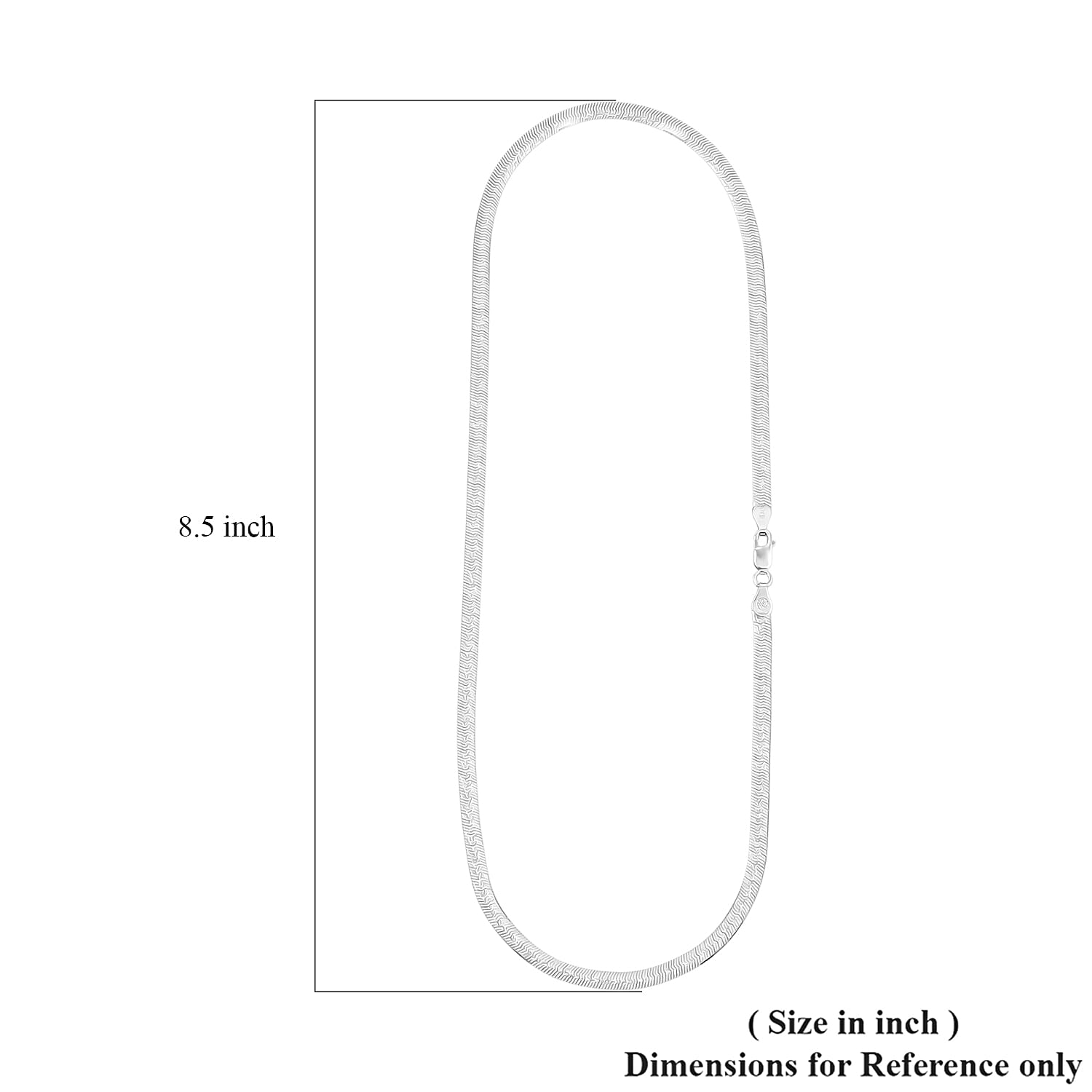 Italian Herringbone Chain Necklace in Rhodium Over Sterling Silver 10.35 Grams 20 Inches