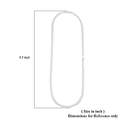 Italian Herringbone Chain Necklace in Rhodium Over Sterling Silver 10.35 Grams 20 Inches