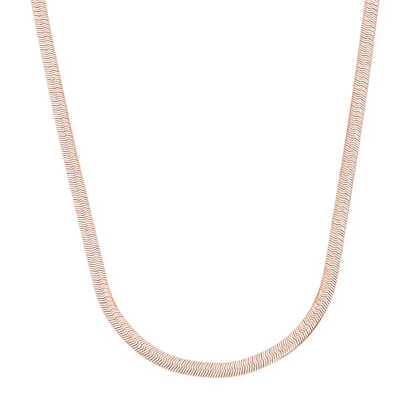 Italian Herringbone Chain Necklace in 14K Rose Gold Over Sterling Silver 10.44 Grams 20 Inches