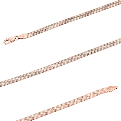 Italian Herringbone Chain Necklace in 14K Rose Gold Over Sterling Silver 10.44 Grams 20 Inches