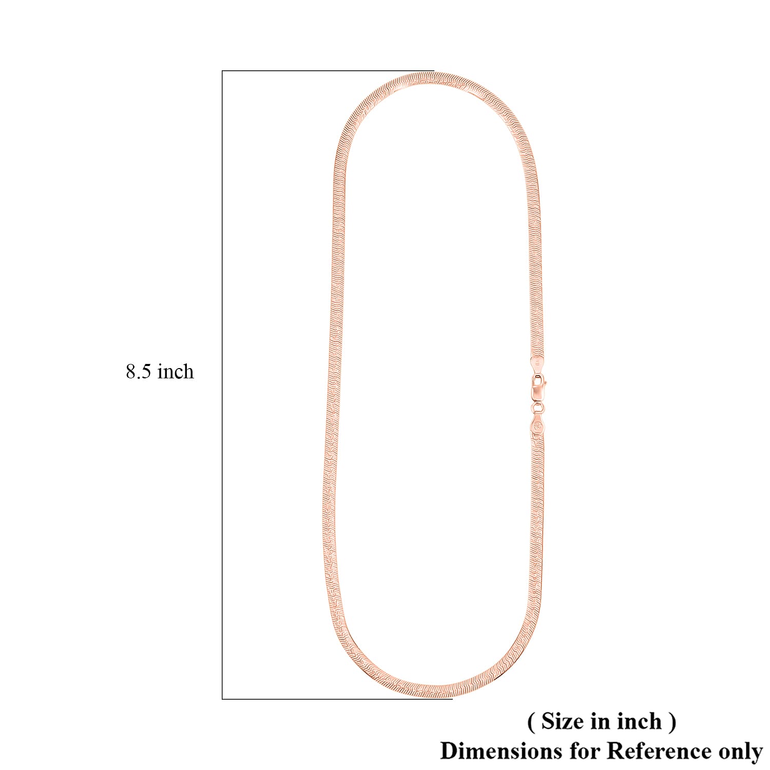 Italian Herringbone Chain Necklace in 14K Rose Gold Over Sterling Silver 10.44 Grams 20 Inches