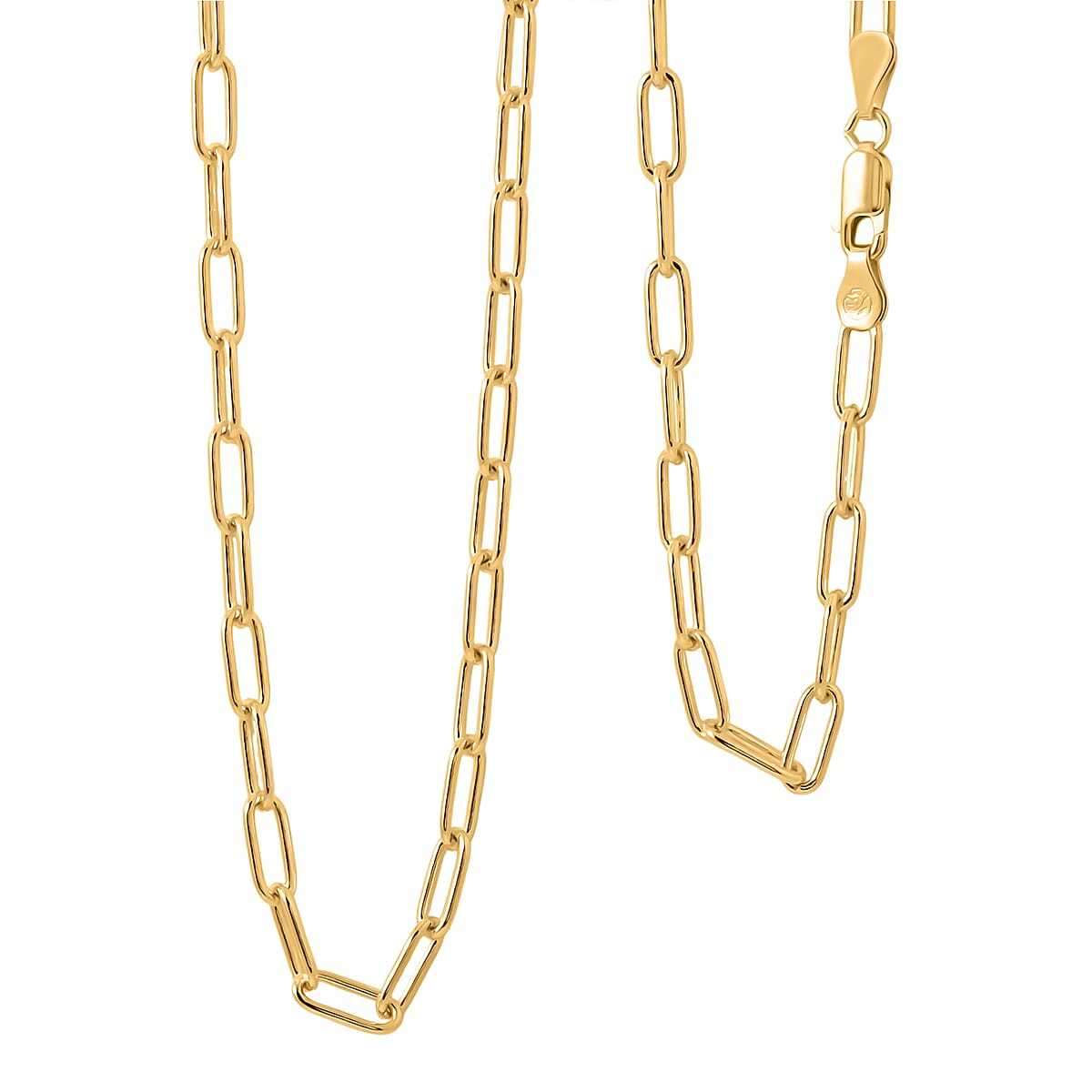 Doorbuster Italian Paper Clip Chain Necklace in 14K Yellow Gold Over Sterling Silver 14.94 Grams 20 Inches image number 0