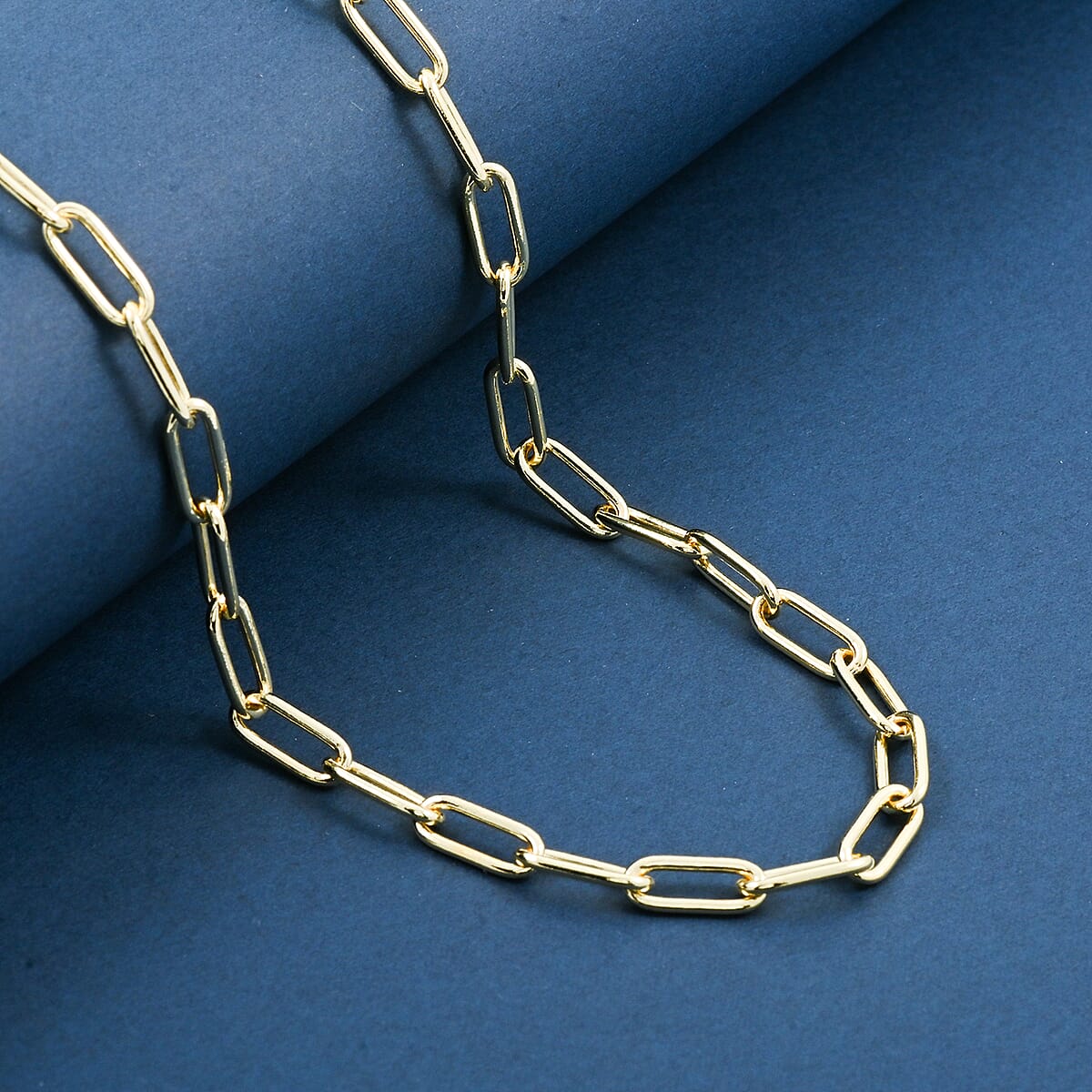 Doorbuster Italian Paper Clip Chain Necklace in 14K Yellow Gold Over Sterling Silver 14.94 Grams 20 Inches image number 1