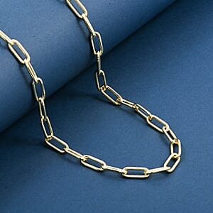 Doorbuster Italian Paper Clip Chain Necklace in 14K Yellow Gold Over Sterling Silver 14.94 Grams 20 Inches