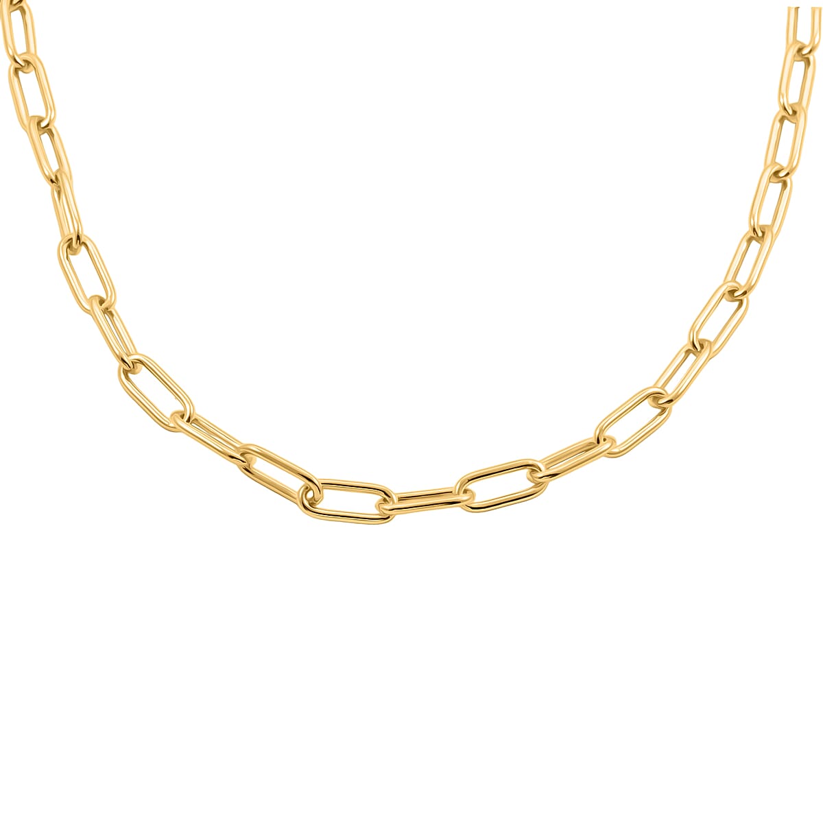 Doorbuster Italian Paper Clip Chain Necklace in 14K Yellow Gold Over Sterling Silver 14.94 Grams 20 Inches image number 3