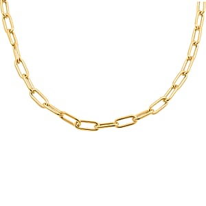 Doorbuster Italian Paper Clip Chain Necklace in 14K Yellow Gold Over Sterling Silver 14.94 Grams 20 Inches