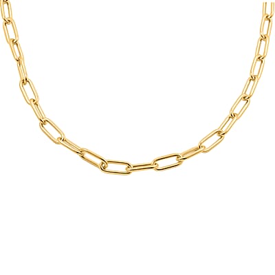 Italian Paper Clip Chain Necklace in 14K Yellow Gold Over Sterling Silver 14.94 Grams 20 Inches