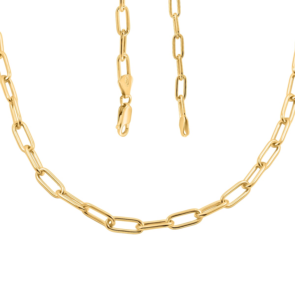 Doorbuster Italian Paper Clip Chain Necklace in 14K Yellow Gold Over Sterling Silver 14.94 Grams 20 Inches image number 4