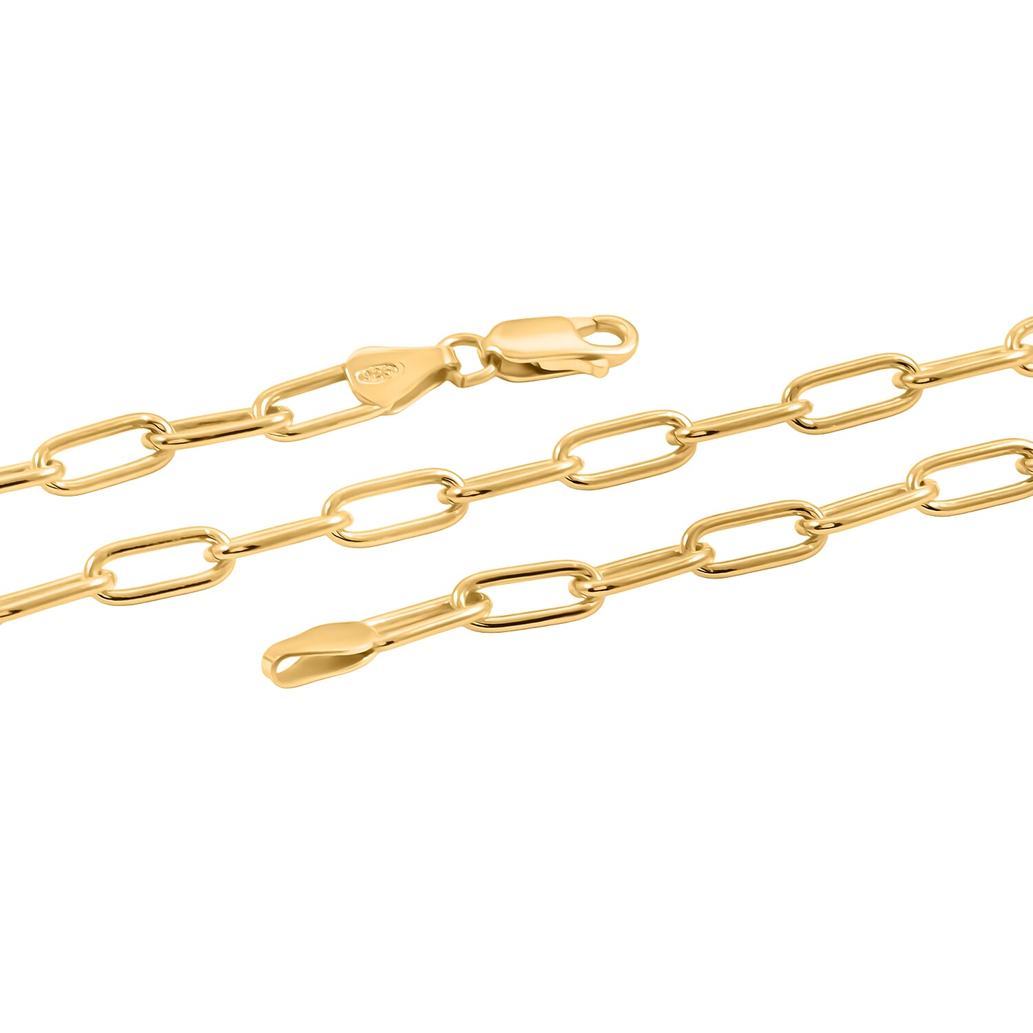 Italian Paper Clip Chain Necklace in 14K Yellow Gold Over Sterling Silver 14.94 Grams 20 Inches