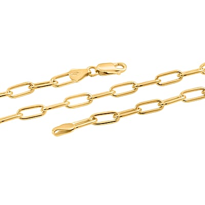 Italian Paper Clip Chain Necklace in 14K Yellow Gold Over Sterling Silver 14.94 Grams 20 Inches