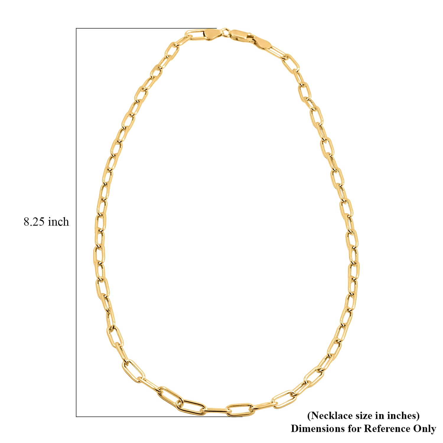 Italian Paper Clip Chain Necklace in 14K Yellow Gold Over Sterling Silver 14.94 Grams 20 Inches