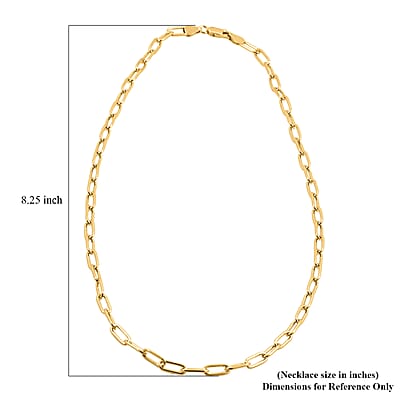 Italian Paper Clip Chain Necklace in 14K Yellow Gold Over Sterling Silver 14.94 Grams 20 Inches