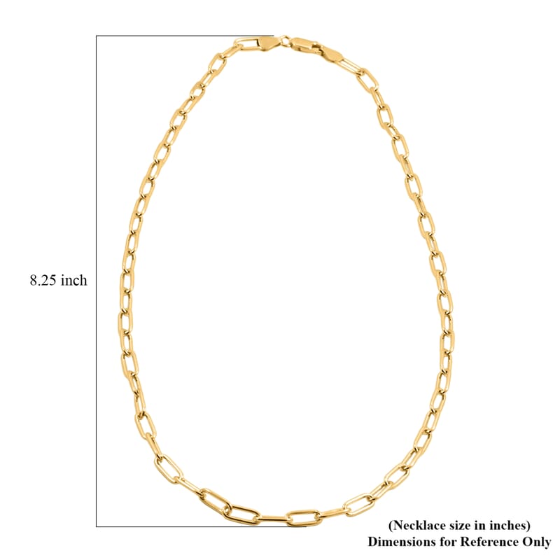 Italian Paper Clip Chain Necklace in 14K Yellow Gold Over Sterling Silver 14.94 Grams 20 Inches