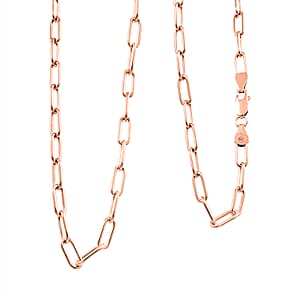Doorbuster Italian Paper Clip Chain Necklace in 14K Rose Gold Over Sterling Silver 14.94 Grams 20 Inches