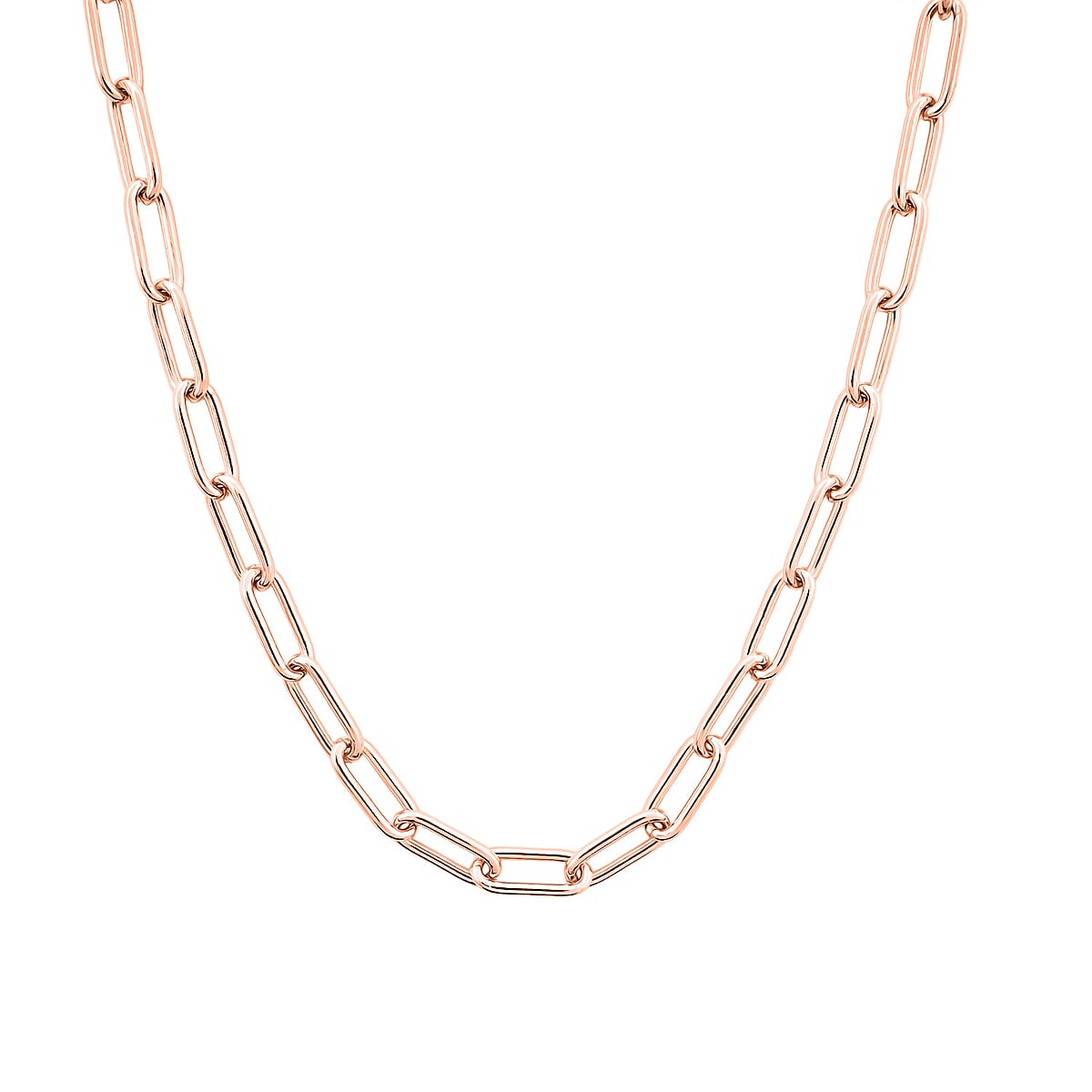 Doorbuster Italian Paper Clip Chain Necklace in 14K Rose Gold Over Sterling Silver 14.94 Grams 20 Inches image number 3