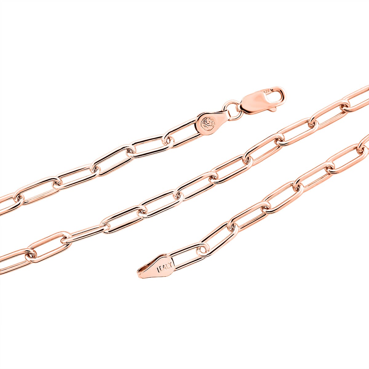 Doorbuster Italian Paper Clip Chain Necklace in 14K Rose Gold Over Sterling Silver 14.94 Grams 20 Inches image number 5