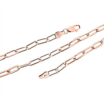 Italian Paper Clip Chain Necklace in 14K Rose Gold Over Sterling Silver 14.94 Grams 20 Inches