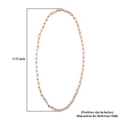 Italian Paper Clip Chain Necklace in 14K Rose Gold Over Sterling Silver 14.94 Grams 20 Inches