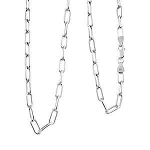 Doorbuster Italian Paper Clip Chain Necklace in Sterling Silver 14.94 Grams 20 Inches