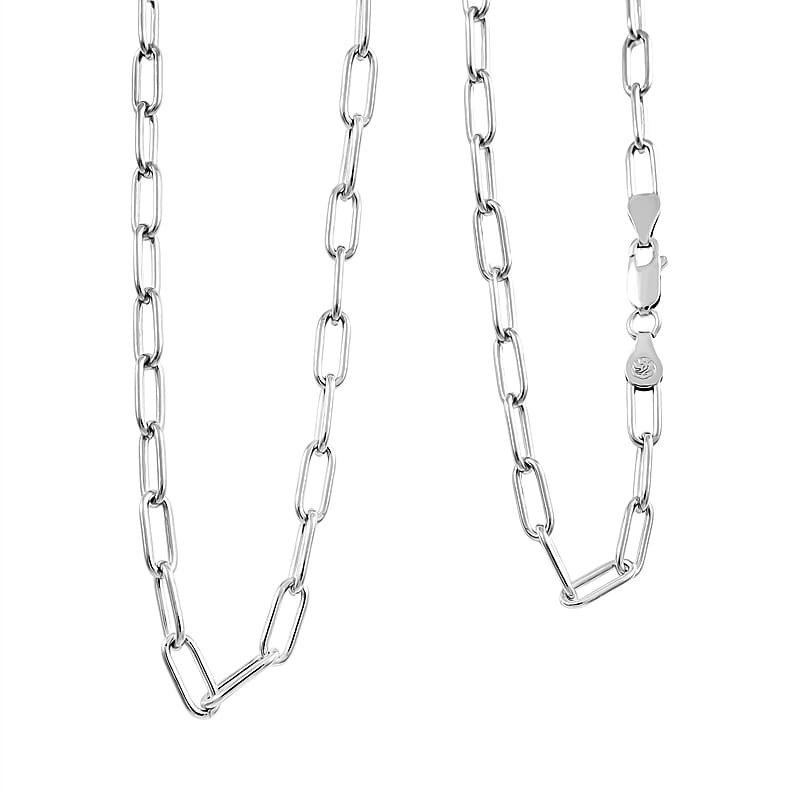 Italian Paper Clip Chain Necklace in Sterling Silver 14.94 Grams 20 Inches