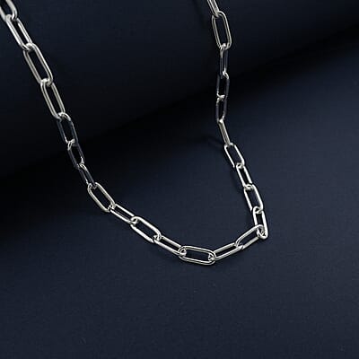 Italian Paper Clip Chain Necklace in Sterling Silver 14.94 Grams 20 Inches