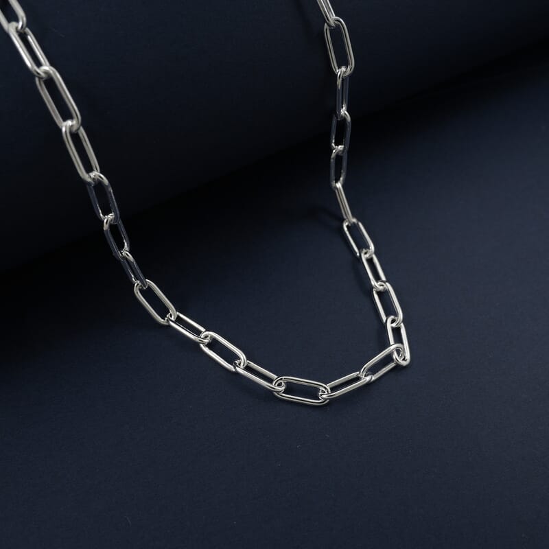 Italian Paper Clip Chain Necklace in Sterling Silver 14.94 Grams 20 Inches
