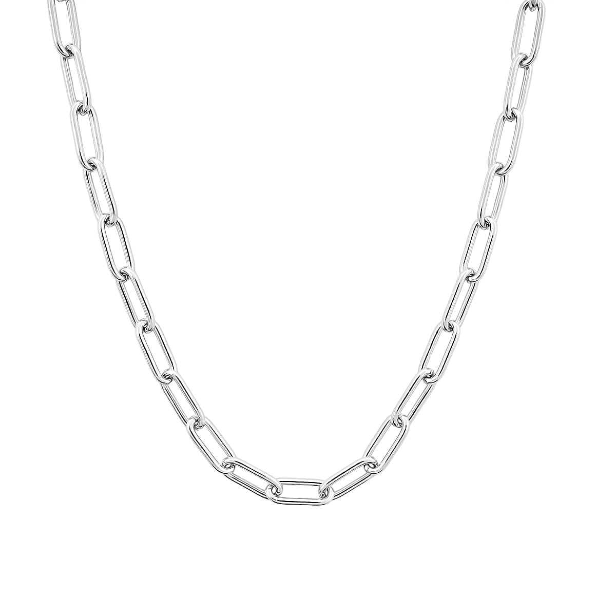 Doorbuster Italian Paper Clip Chain Necklace in Sterling Silver 14.94 Grams 20 Inches image number 3