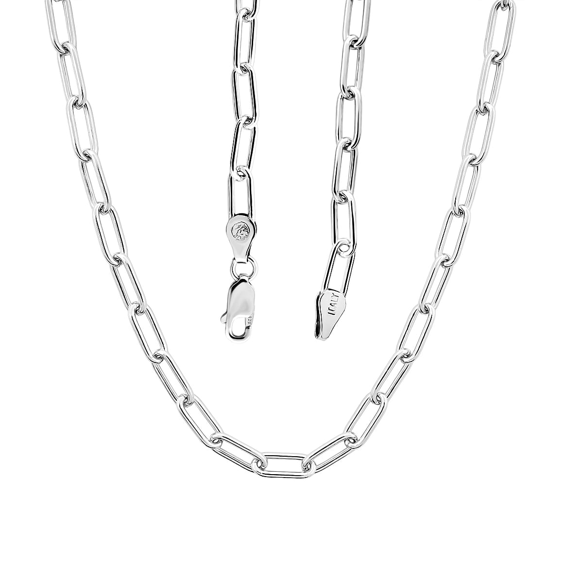 Doorbuster Italian Paper Clip Chain Necklace in Sterling Silver 14.94 Grams 20 Inches image number 4