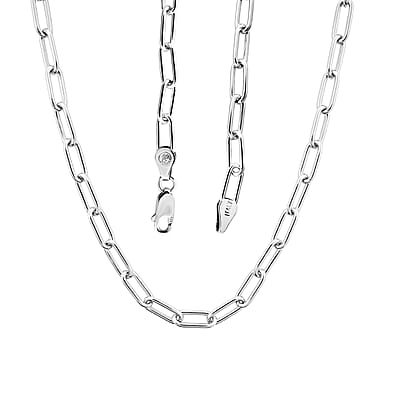Italian Paper Clip Chain Necklace in Sterling Silver 14.94 Grams 20 Inches