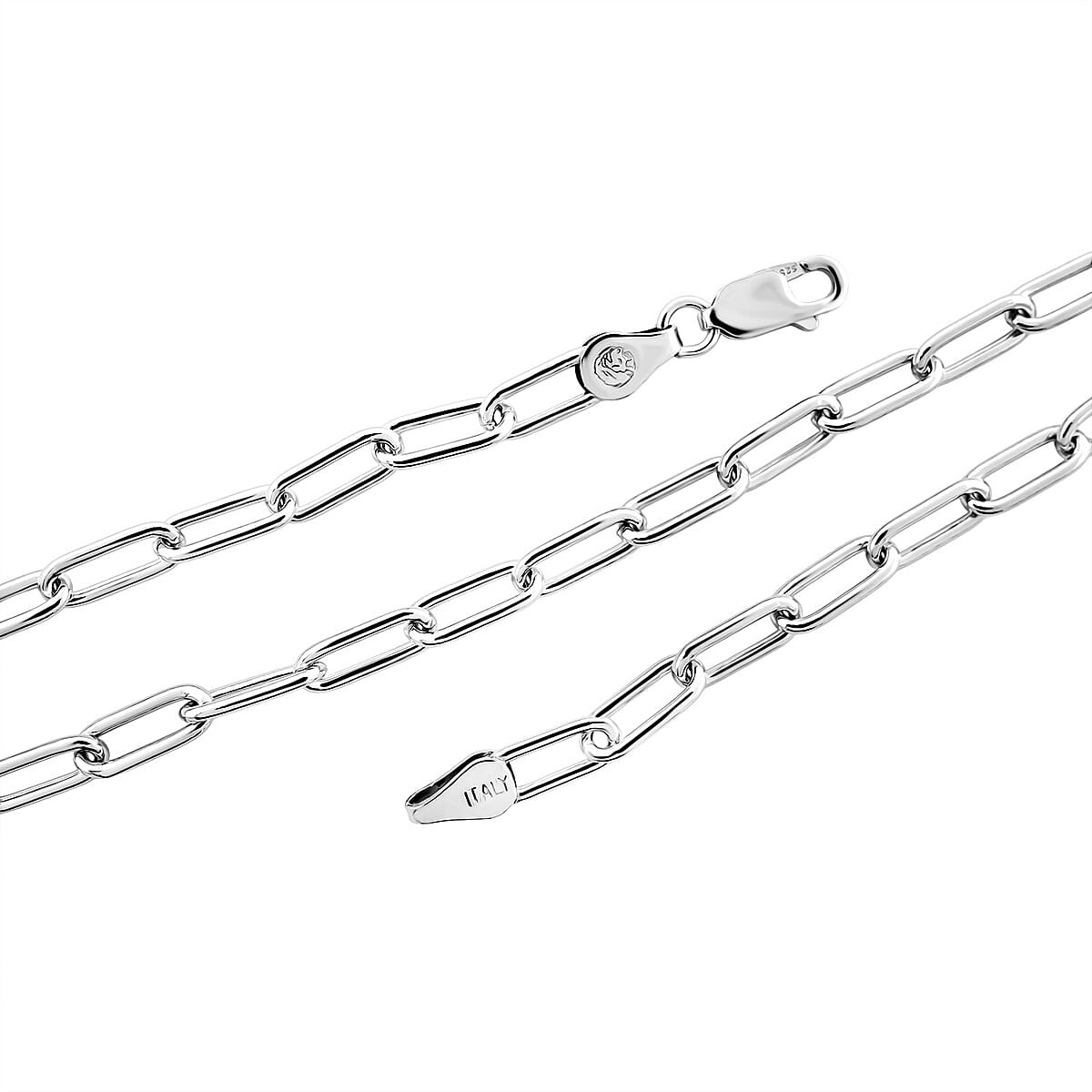 Doorbuster Italian Paper Clip Chain Necklace in Sterling Silver 14.94 Grams 20 Inches image number 5
