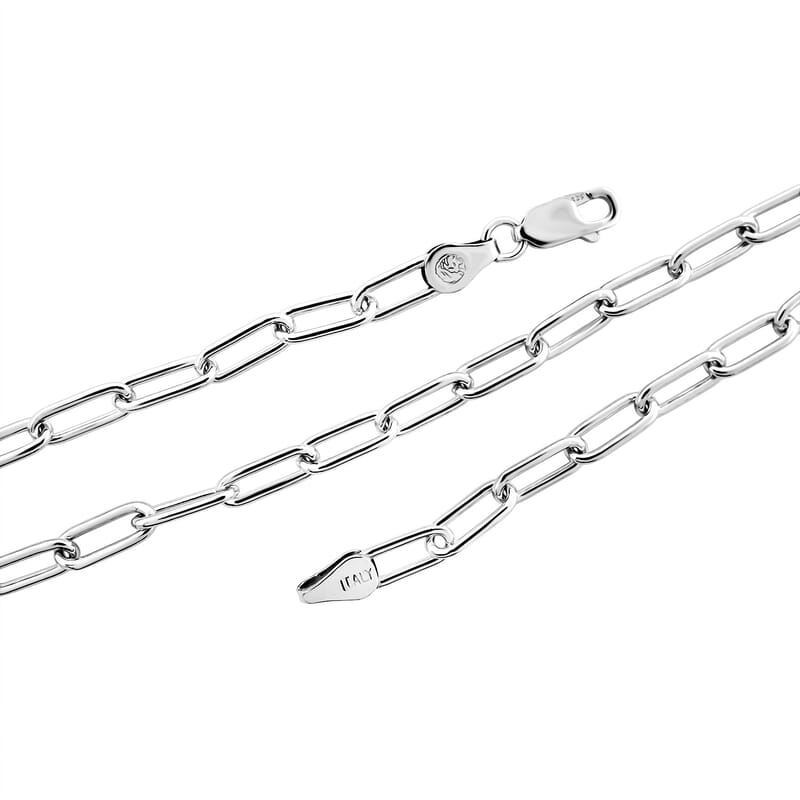 Italian Paper Clip Chain Necklace in Sterling Silver 14.94 Grams 20 Inches