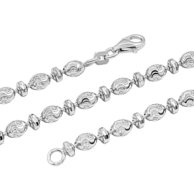 Italian Rhodium Over Sterling Silver Moon-cut Beaded Chain Necklace (20 Inches) (15.51 Grams)