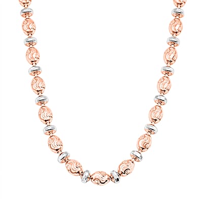 Italian 14K RG Over Sterling Silver Moon-cut Beaded Chain Necklace (20 Inches) (16.17 Grams)