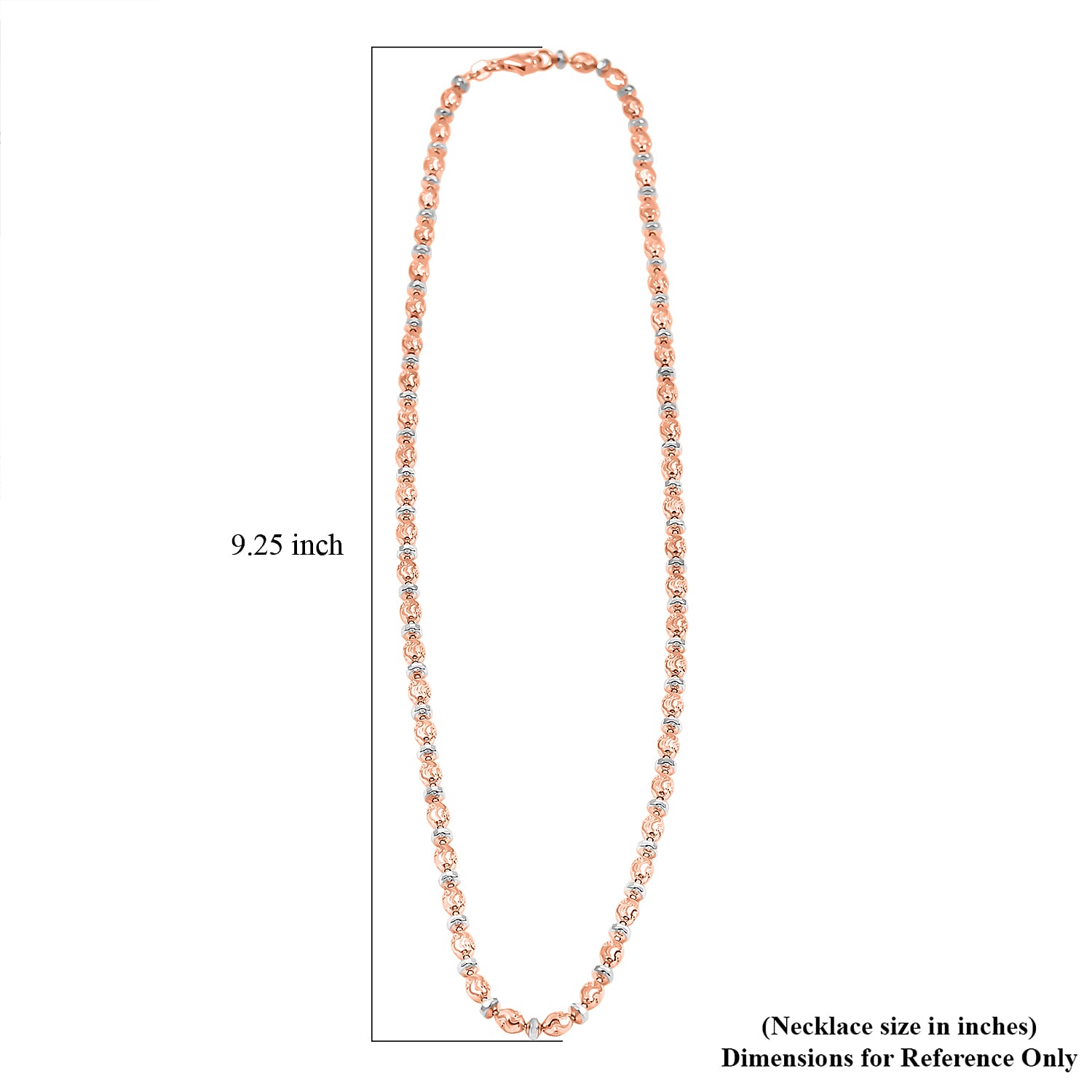 Italian 14K RG Over Sterling Silver Moon-cut Beaded Chain Necklace (20 Inches) (16.17 Grams)